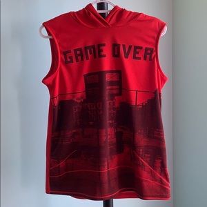 Red Sleeveless Athletic Hoodie